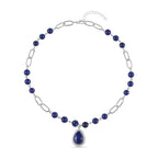 Lapislazuli Collier, ca. 45 cm, silberfarben ca. 83,00 ct