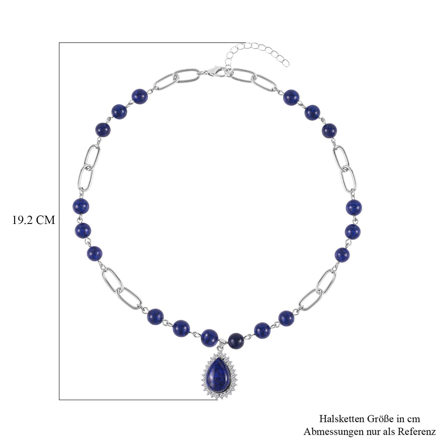 Lapislazuli Collier, ca. 45 cm, silberfarben ca. 83,00 ct