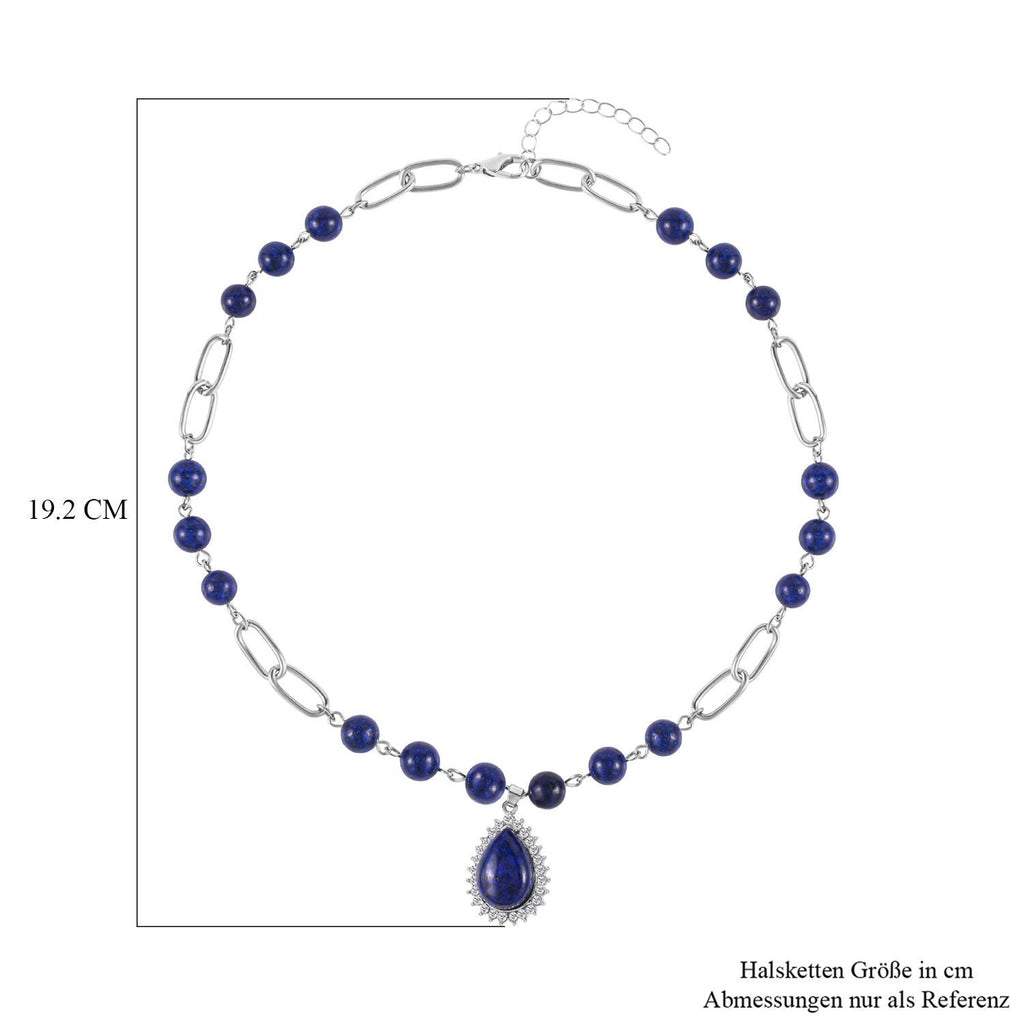 Lapislazuli Collier, ca. 45 cm, silberfarben ca. 83,00 ct
