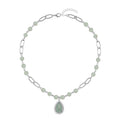 Grünes Aventurin Collier, ca. 45 cm, silberfarben ca. 83.00 ct