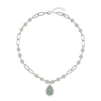 Grünes Aventurin Collier, ca. 45 cm, silberfarben ca. 83.00 ct