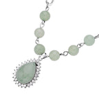 Grünes Aventurin Collier, ca. 45 cm, silberfarben ca. 83.00 ct