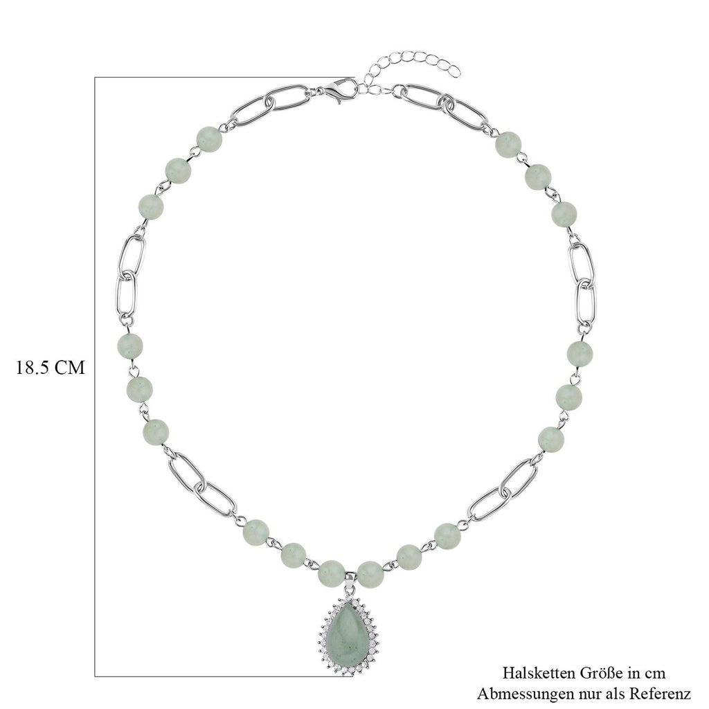 Grünes Aventurin Collier, ca. 45 cm, silberfarben ca. 83.00 ct
