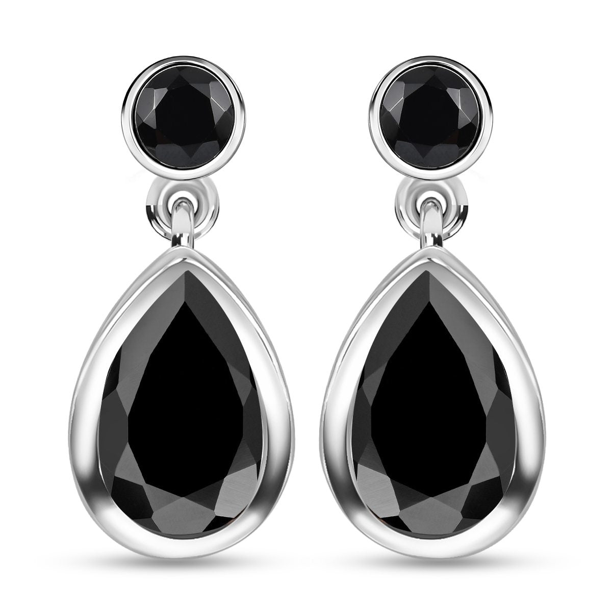 Schwarze Spinell Ohrringe, 925 Silber platiniert ca. 12,38 ct