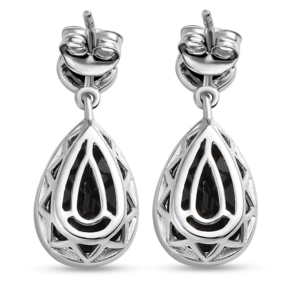 Schwarze Spinell Ohrringe, 925 Silber platiniert ca. 12,38 ct
