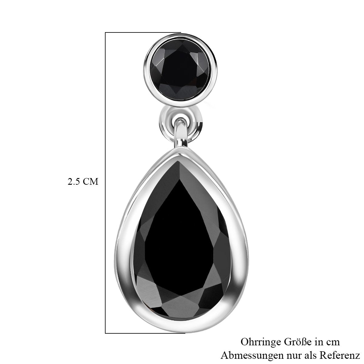 Schwarze Spinell Ohrringe, 925 Silber platiniert ca. 12,38 ct