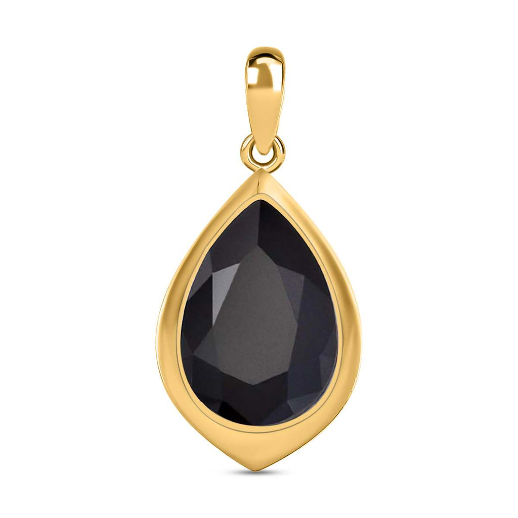 Schwarzer Spinell Anhänger, 925 Silber vergoldet ca. 9,07 ct