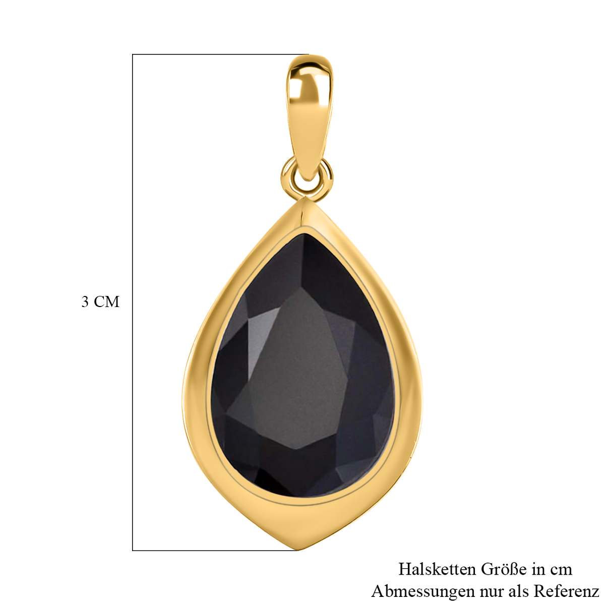 Schwarzer Spinell Anhänger, 925 Silber vergoldet ca. 9,07 ct