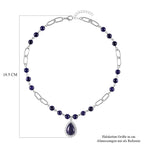 Blaues Sandstein Collier, ca. 45 cm, silberfarben ca. 83.00 ct