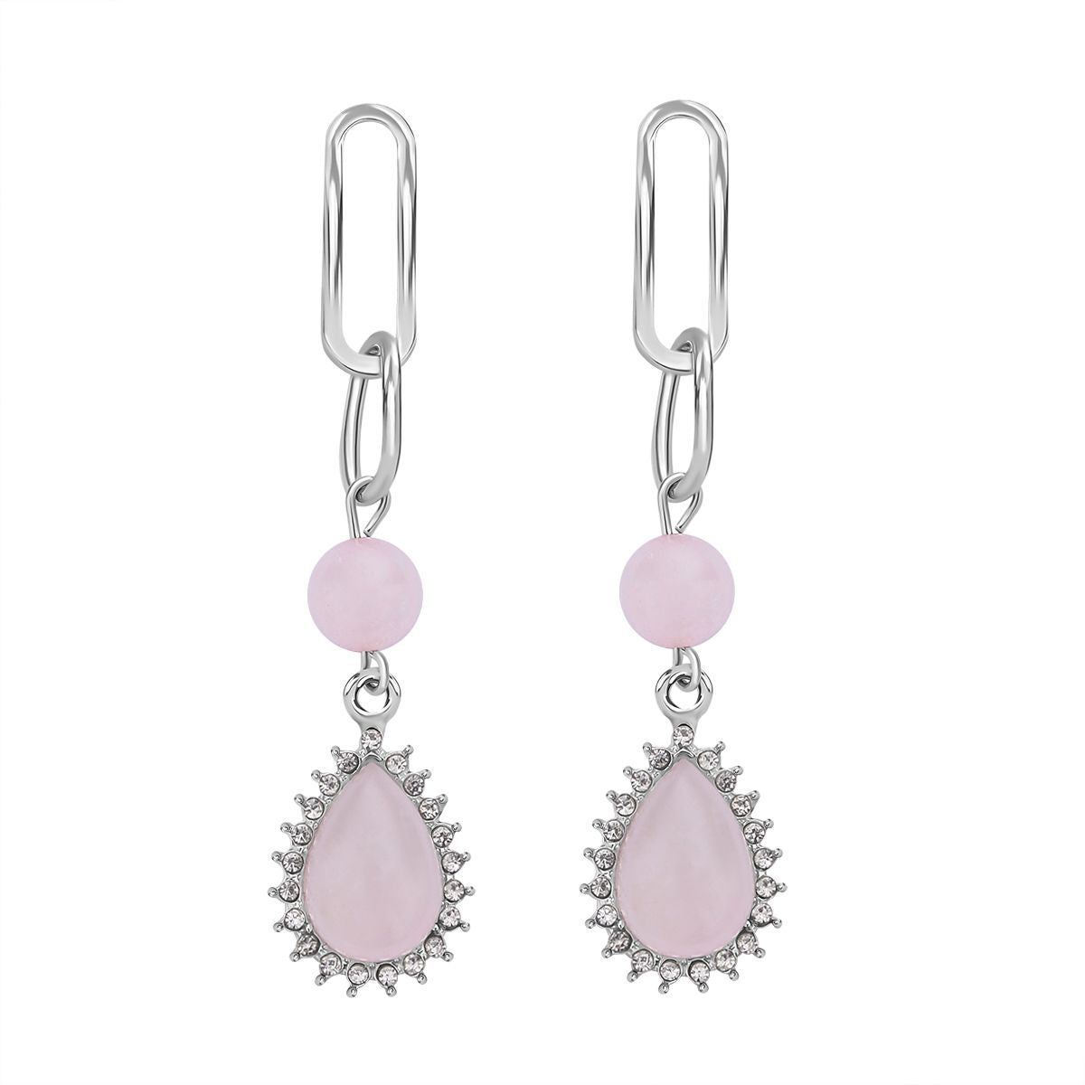Rosenquarz Ohrringe, silberfarben ca. 18,00 ct
