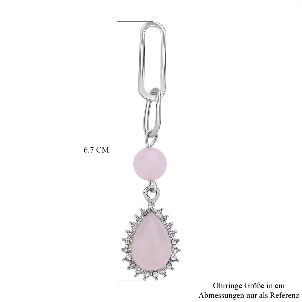 Rosenquarz Ohrringe, silberfarben ca. 18,00 ct