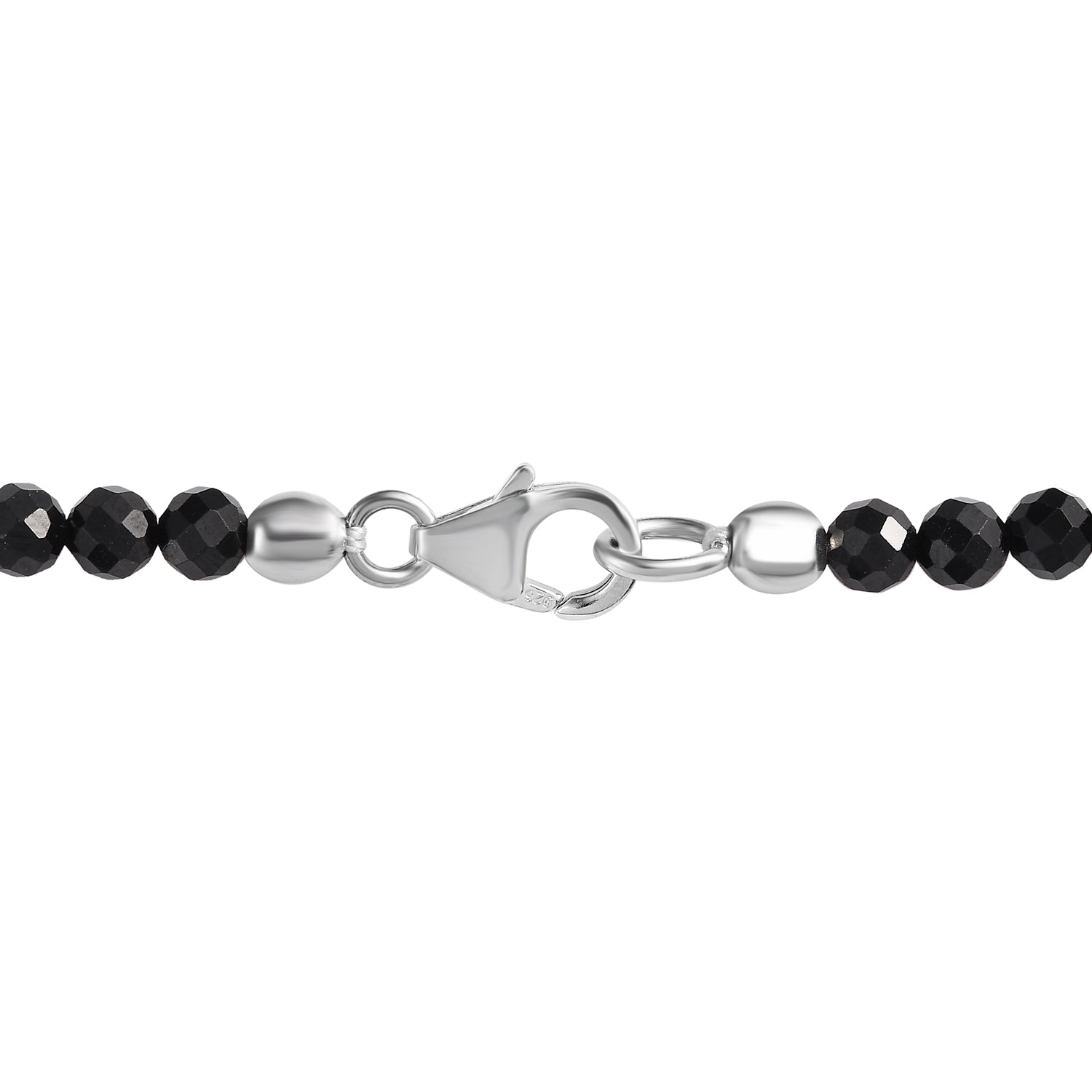 Schwarze Spinell und Rauchquarz Halskette, ca. 50 cm, 925 Silber platiniert ca. 72.38 ct