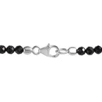 Schwarze Spinell und Rauchquarz Halskette, ca. 50 cm, 925 Silber platiniert ca. 72.38 ct