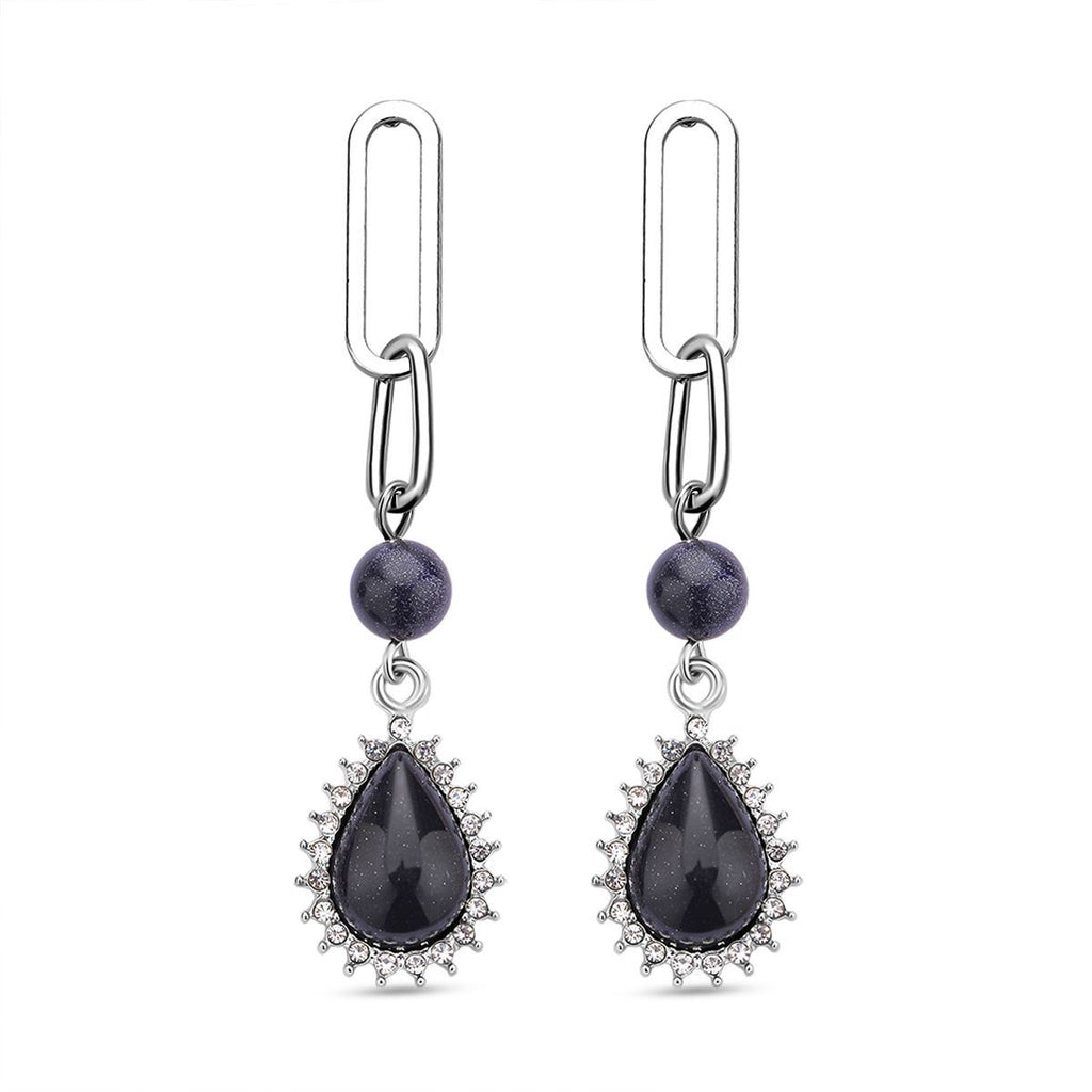 Blaue Sandstein Ohrringe, silberfarben ca. 18.00 ct
