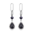 Blaue Sandstein Ohrringe, silberfarben ca. 18.00 ct