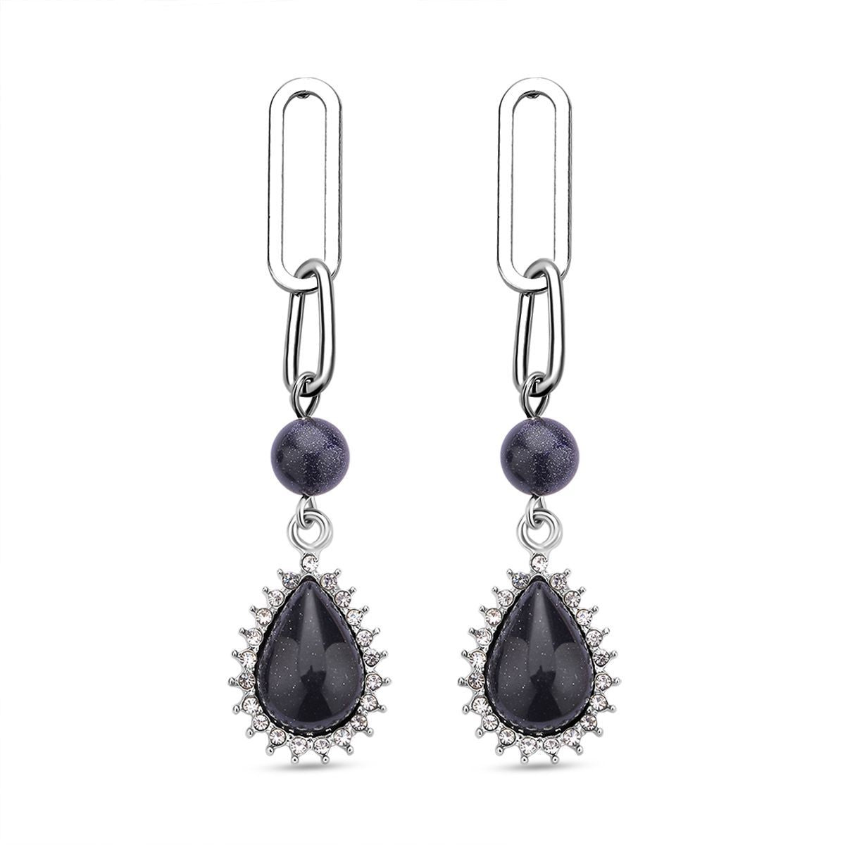 Blaue Sandstein Ohrringe, silberfarben ca. 18.00 ct