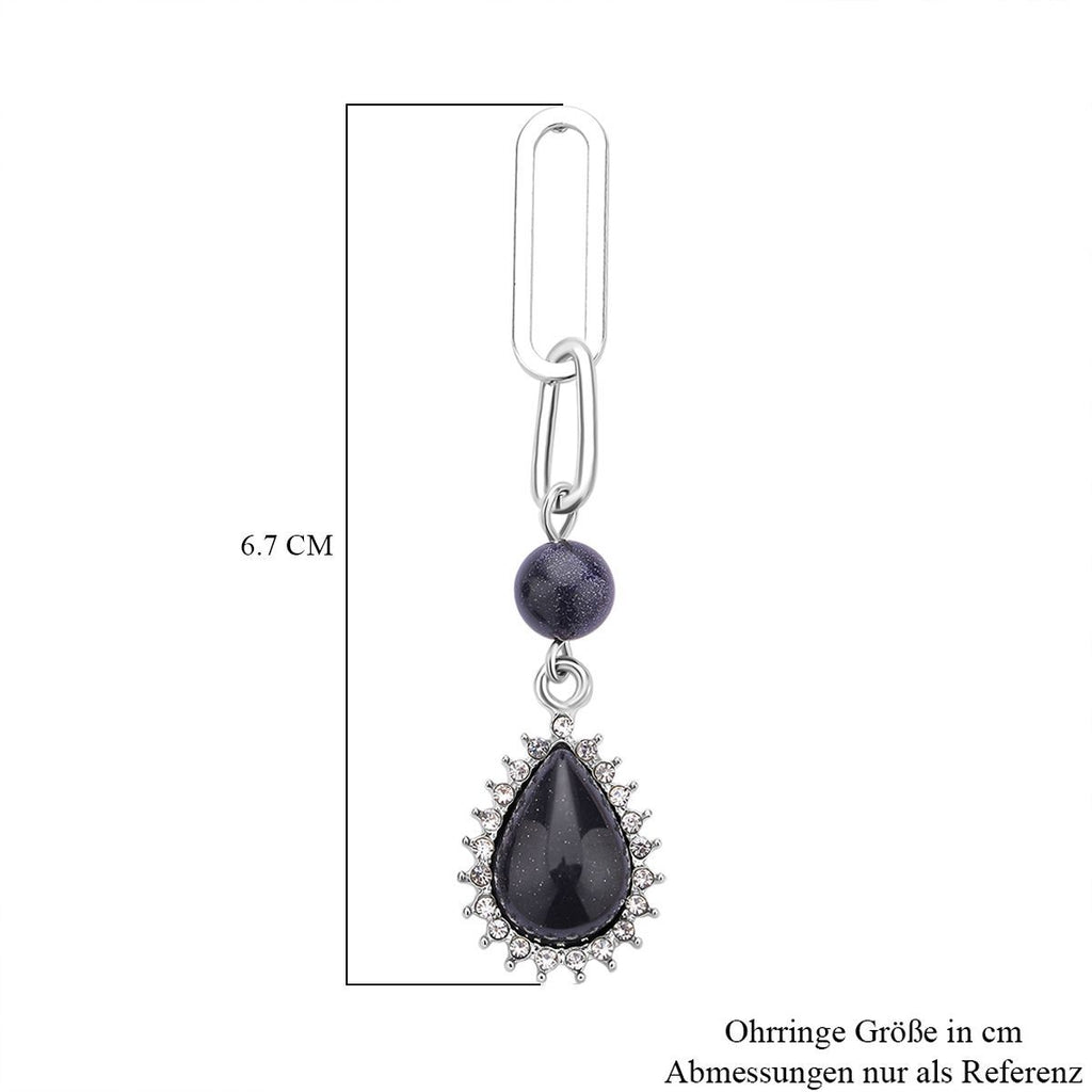 Blaue Sandstein Ohrringe, silberfarben ca. 18.00 ct