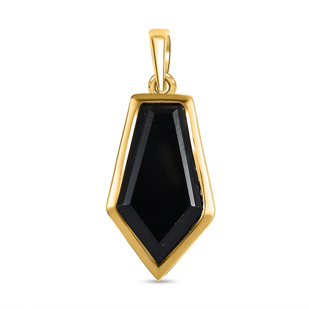 Schwarzer Spinell Anhänger, Messing vergoldet ca. 12,64 ct