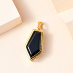 Schwarzer Spinell Anhänger, Messing vergoldet ca. 12,64 ct