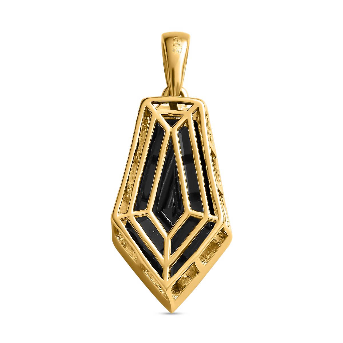Schwarzer Spinell Anhänger, Messing vergoldet ca. 12,64 ct