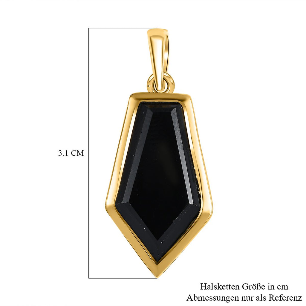 Schwarzer Spinell Anhänger, Messing vergoldet ca. 12,64 ct