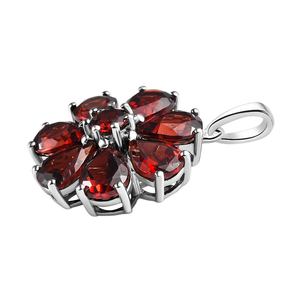 Natürliche Mosambik Granat Anhänger, 925 Silber platiniert ca. 6.40 ct