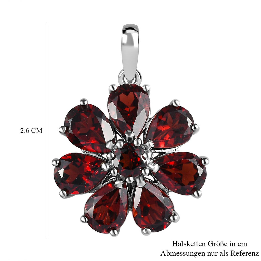 Natürliche Mosambik Granat Anhänger, 925 Silber platiniert ca. 6.40 ct