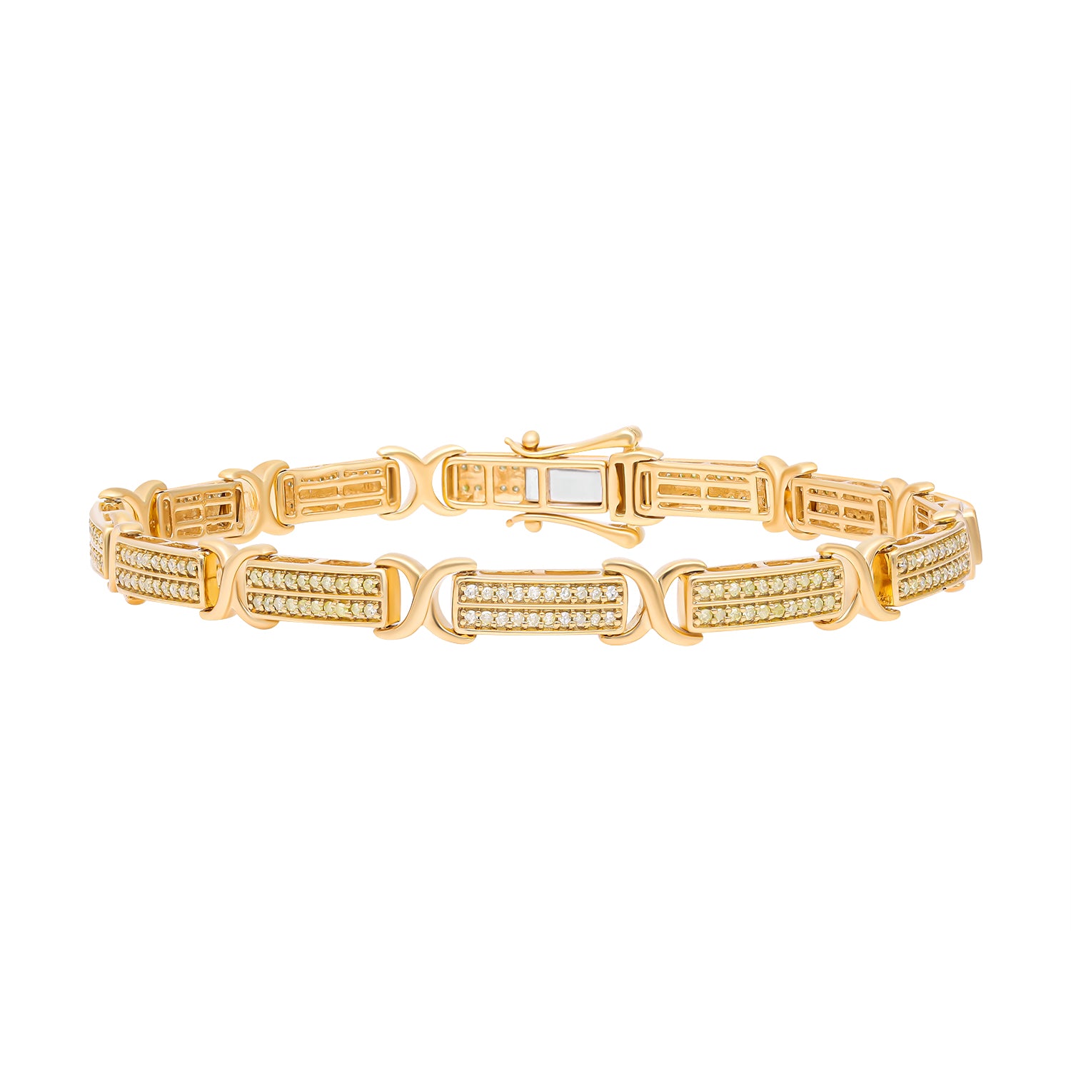 Natürliches, gelbes Diamant Armband, ca. 19 cm 925 Silber Gelbgold Vermeil ca. 1.00 ct
