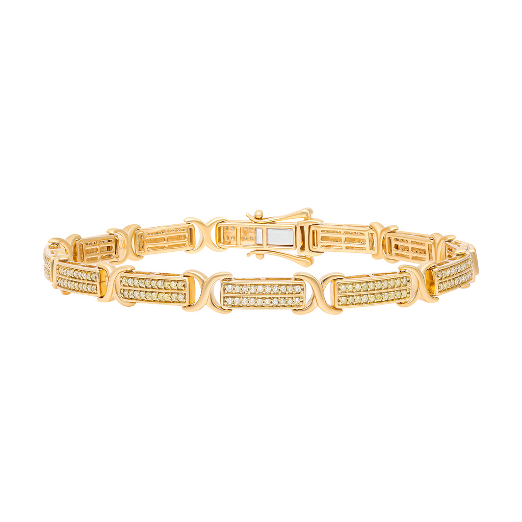 Natürliches, gelbes Diamant Armband, ca. 19 cm 925 Silber Gelbgold Vermeil ca. 1.00 ct