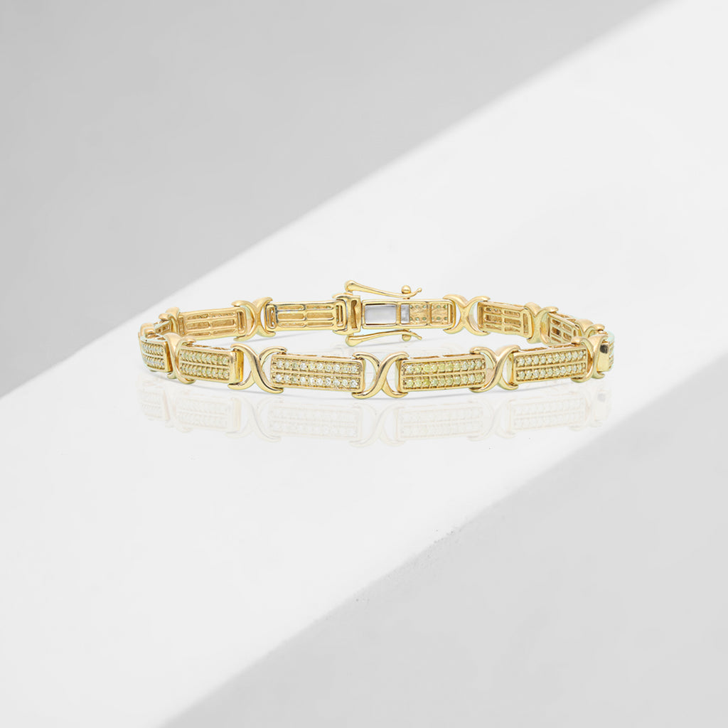 Natürliches, gelbes Diamant Armband, ca. 19 cm 925 Silber Gelbgold Vermeil ca. 1.00 ct