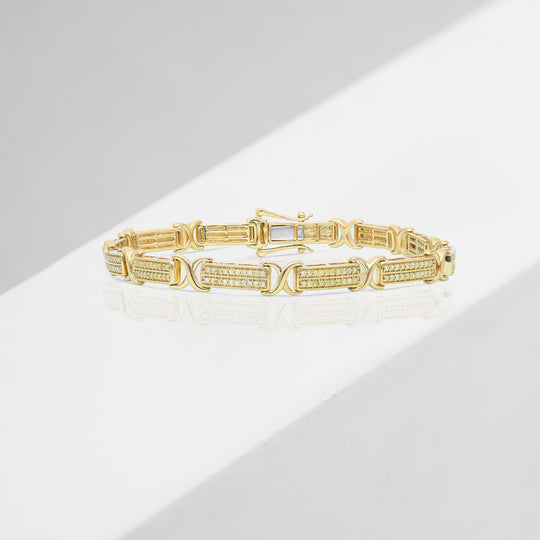 Natürliches, gelbes Diamant Armband, ca. 19 cm 925 Silber Gelbgold Vermeil ca. 1.00 ct