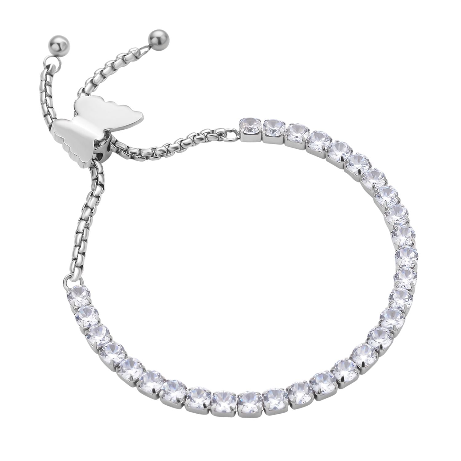 Weißes Zirkonia Armband, ca. 12.75 cm, Edelstahl ca. 15.00 ct