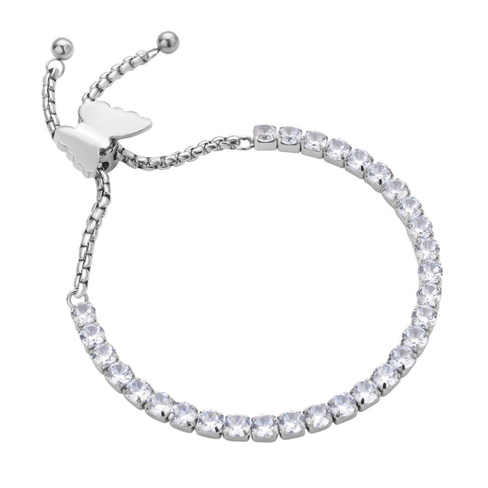 Weißes Zirkonia Armband, ca. 12.75 cm, Edelstahl ca. 15.00 ct
