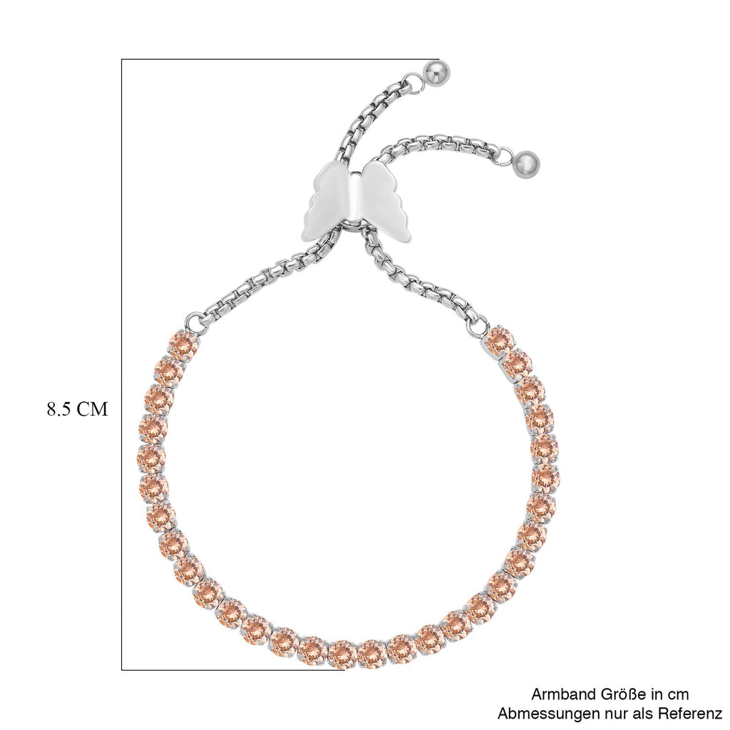 Champagner Zirkonia Armband, ca. 12.75 cm, Edelstahl ca. 15.00 ct