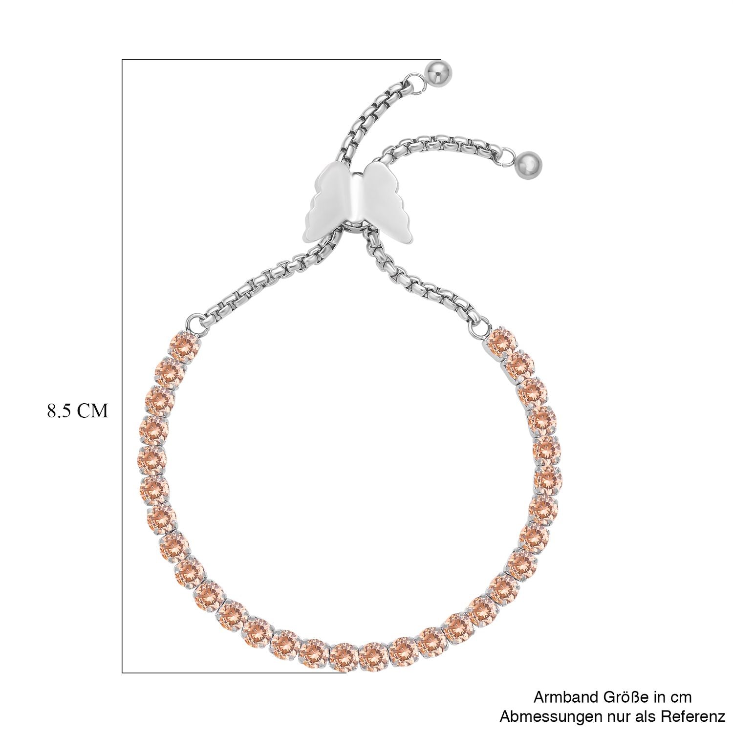 Champagner Zirkonia Armband, ca. 12.75 cm, Edelstahl ca. 15.00 ct