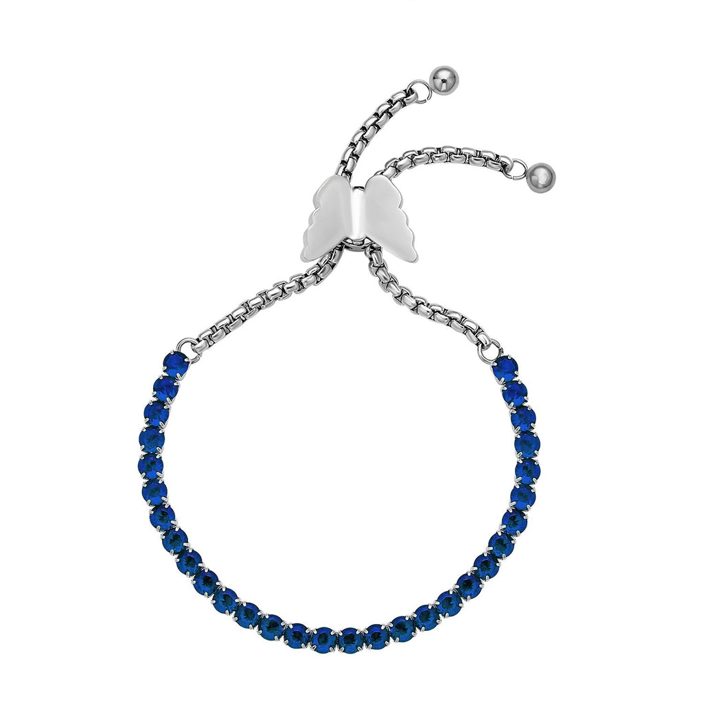 Blaues Zirkonia Armband, ca. 12.75 cm, Edelstahl ca. 15.00 ct
