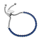 Blaues Zirkonia Armband, ca. 12.75 cm, Edelstahl ca. 15.00 ct