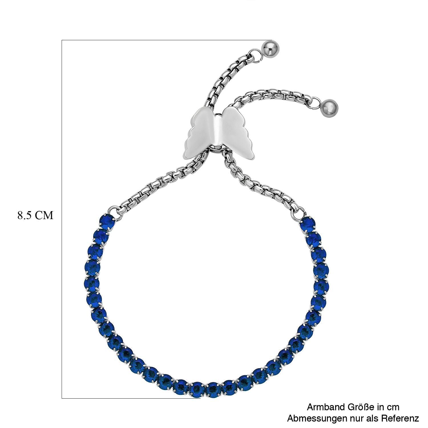 Blaues Zirkonia Armband, ca. 12.75 cm, Edelstahl ca. 15.00 ct