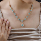 Socoto Smaragd Collier, ca. 45 cm, 925 Silber Gelbgold Vermeil ca. 14.00 ct