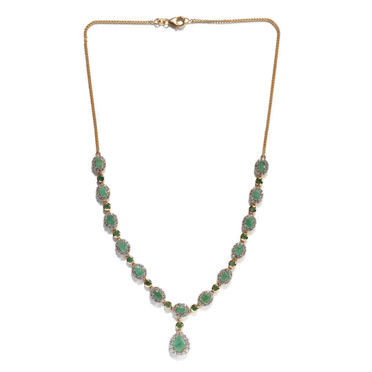 Socoto Smaragd Collier, ca. 45 cm, 925 Silber Gelbgold Vermeil ca. 14.00 ct