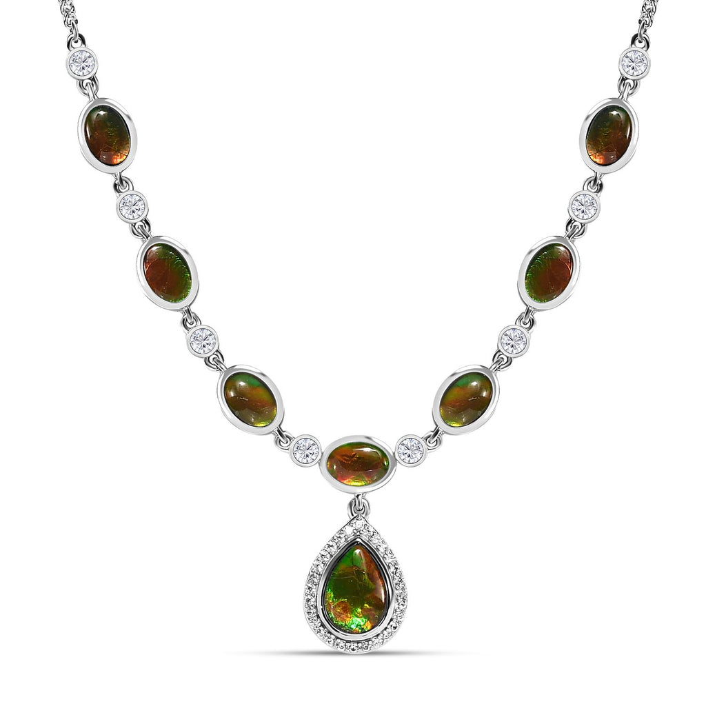 Kanadische Ammolit Halskette, ca. 45 cm, 925 Silber platiniert ca. 8.49 ct