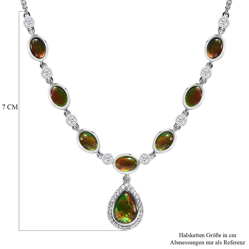 Kanadische Ammolit Halskette, ca. 45 cm, 925 Silber platiniert ca. 8.49 ct