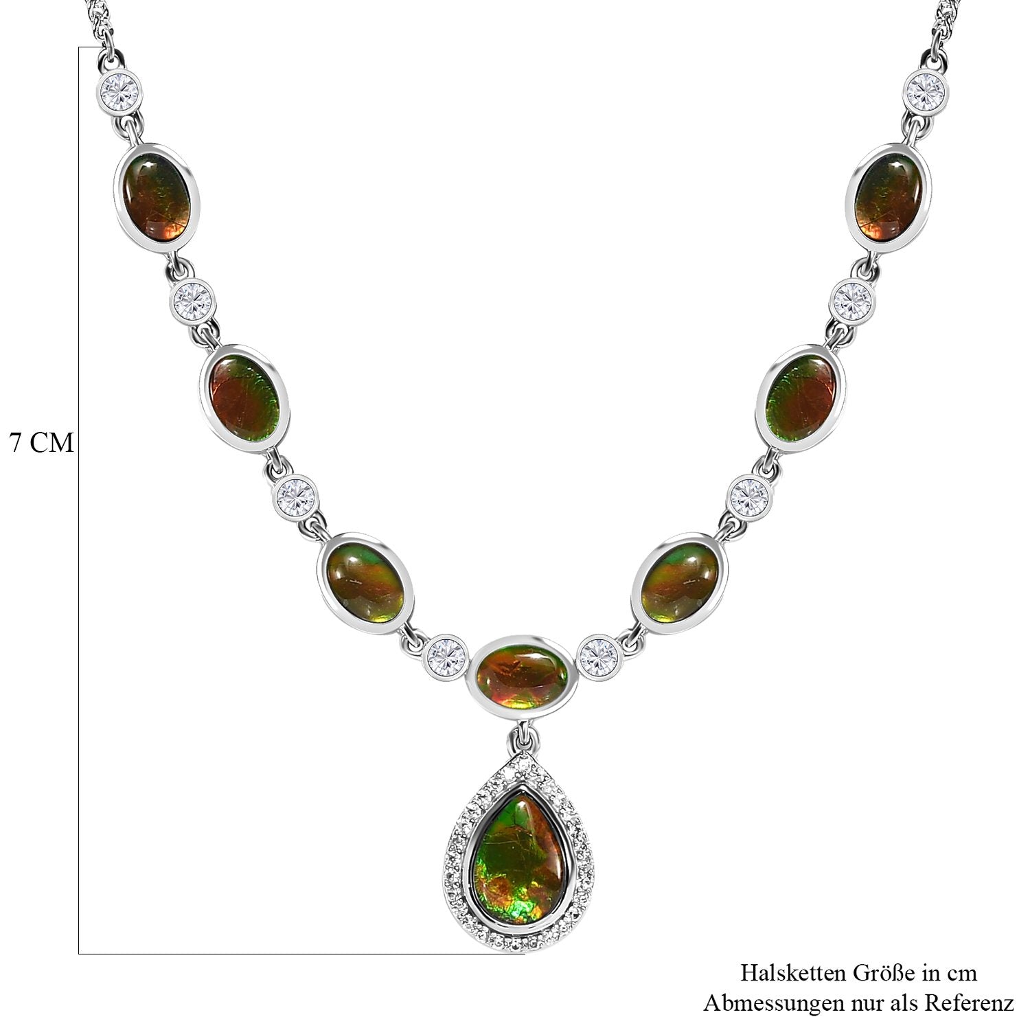 Kanadische Ammolit Halskette, ca. 45 cm, 925 Silber platiniert ca. 8.49 ct