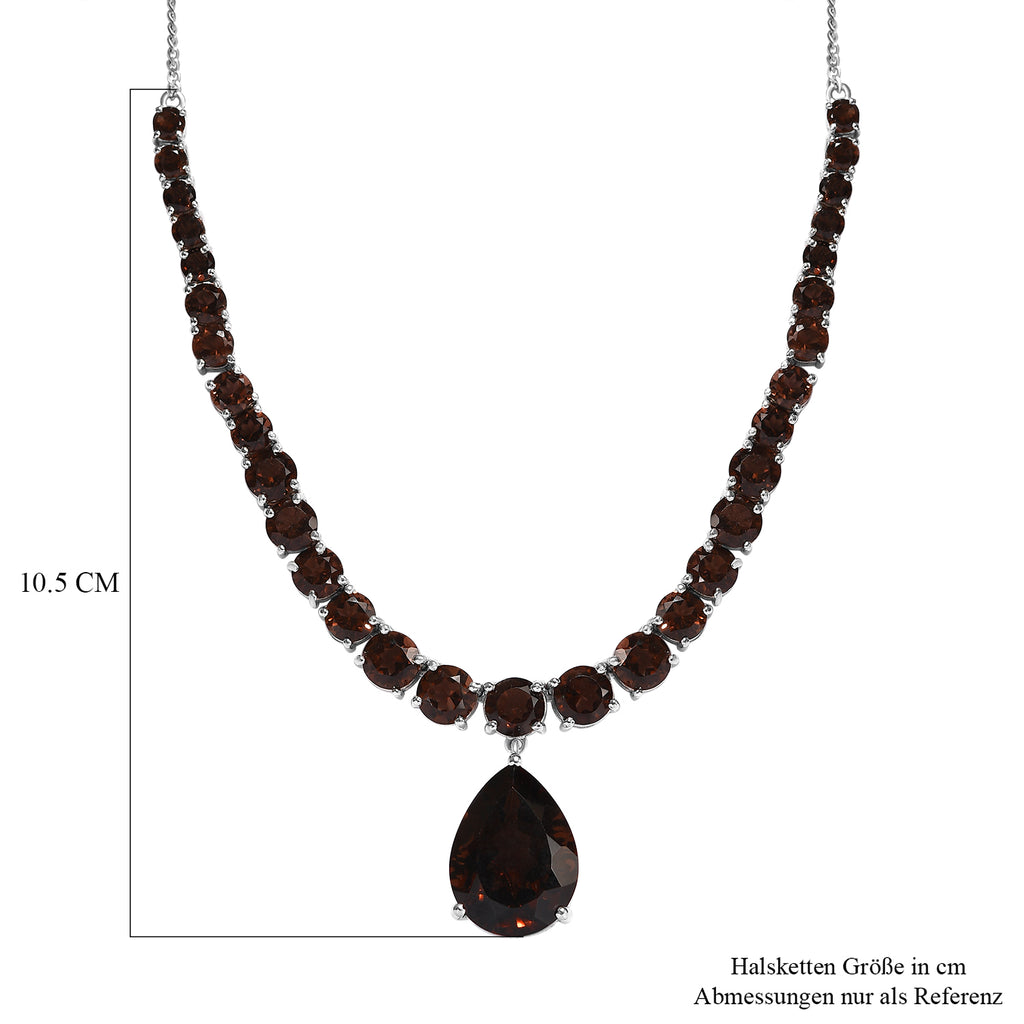 Rauchquarz Halskette, ca. 45 cm, 925 Silber platiniert ca. 32.08 ct