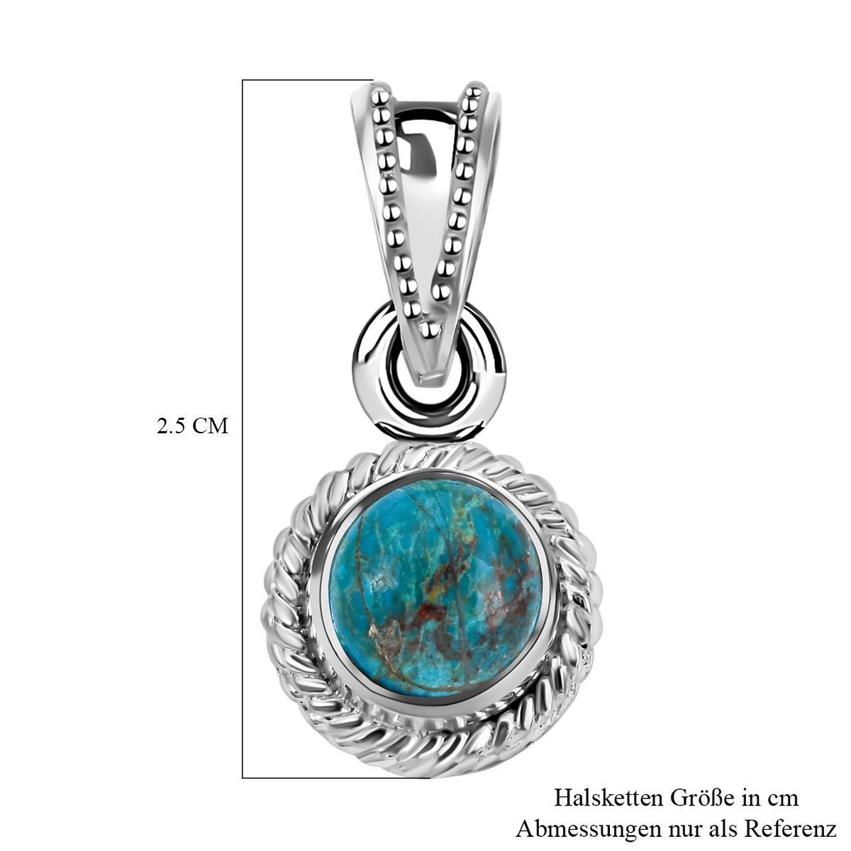 Royal Bali Kollektion - Chrysokoll Anhänger, 925 Silber ca. 4.60 ct