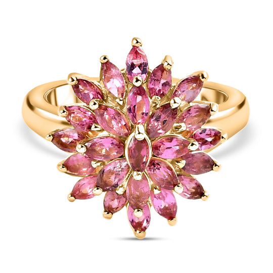AA Rubellit Ring, 925 Silber Gelbgold Vermeil (Größe 21.00) ca. 2.00 ct
