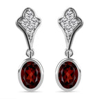 Kirsch Citrin und weiße Zirkon Ohrringe, 925 Silber platiniert ca. 1,87 ct