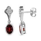 Kirsch Citrin und weiße Zirkon Ohrringe, 925 Silber platiniert ca. 1,87 ct