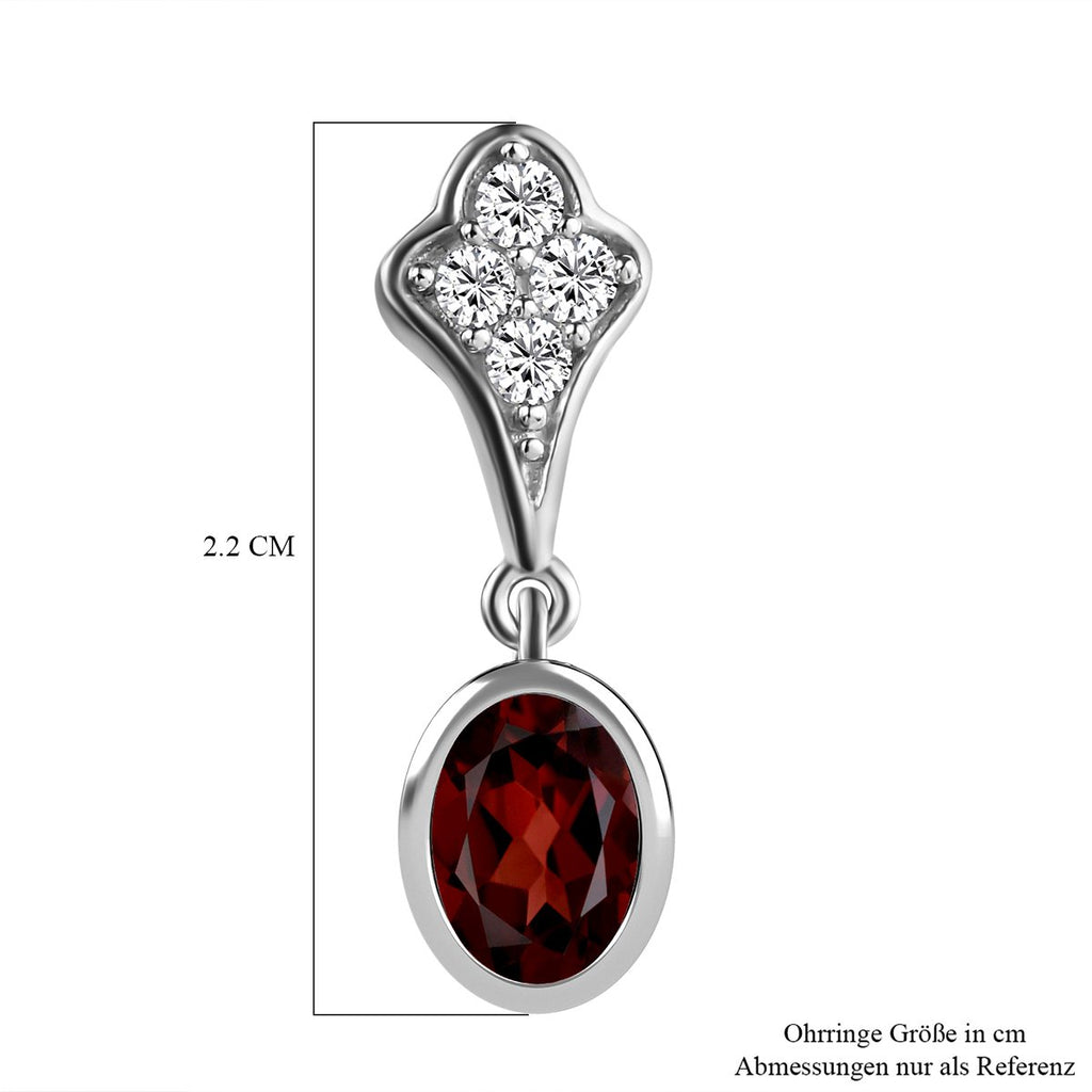 Kirsch Citrin und weiße Zirkon Ohrringe, 925 Silber platiniert ca. 1,87 ct