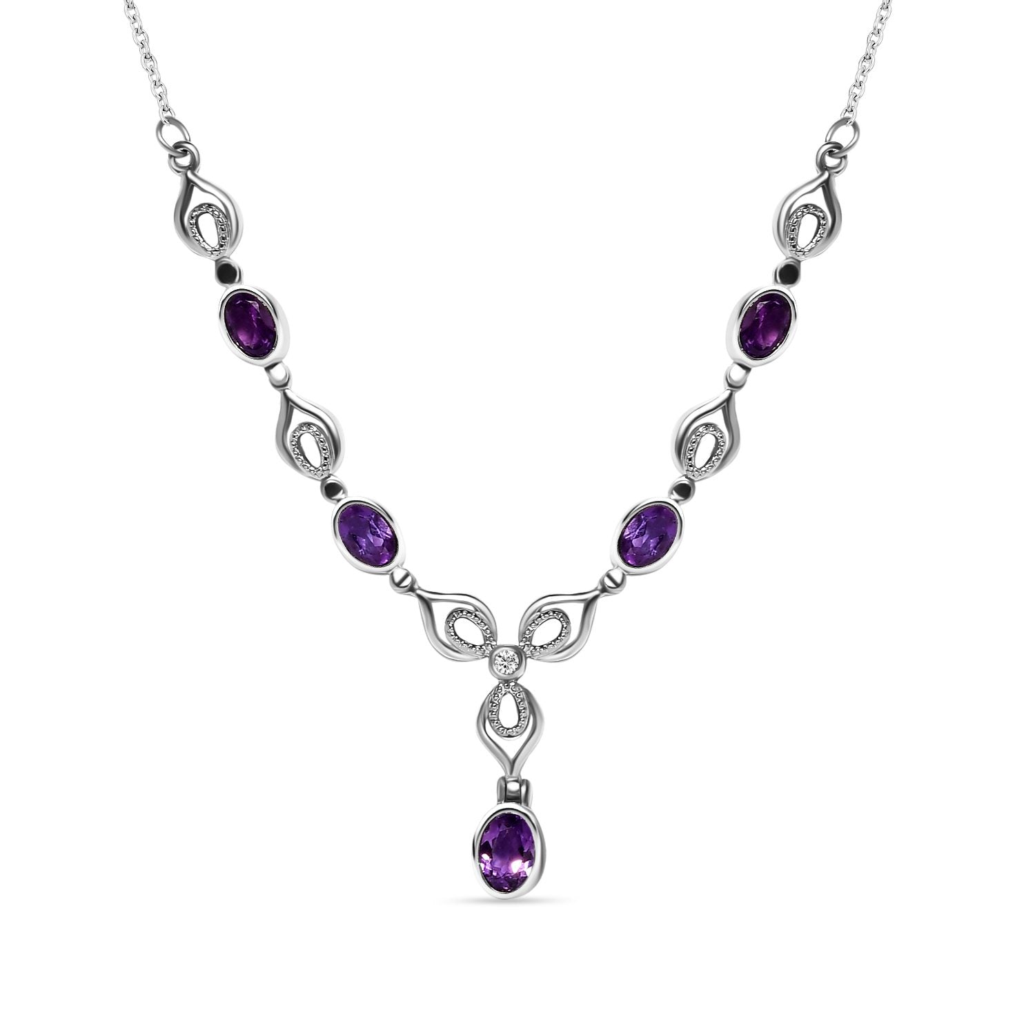 Afrikanisches Amethyst Collier, ca. 45 cm, Edelstahl, ca. 2.32 ct